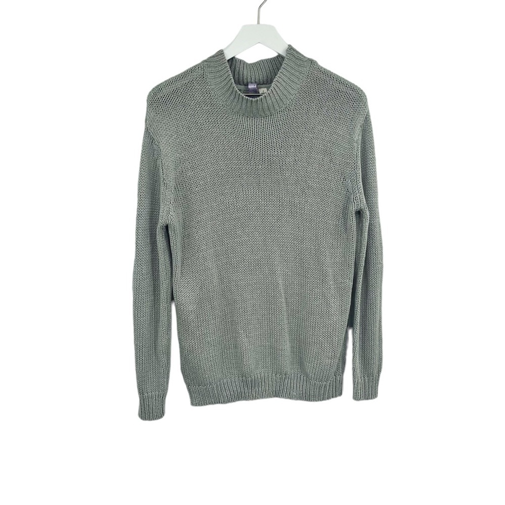 Francesca’s Gray Boho Cable Knit Elbow Patch Sweater Size Small